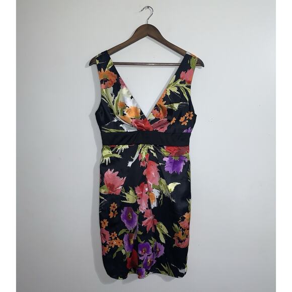 Twenty One Multicolor Floral Sleeveless Lined V-Neck Vacation Mini Women Dress M - Picture 1 of 11